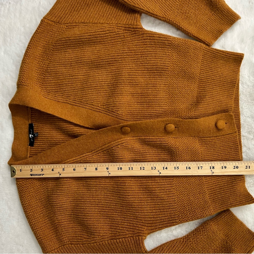 7 For All Mankind Mustard Button-Front Ribbed Cardigan - Picture 6 of 11